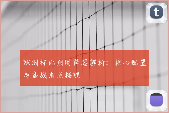 欧洲杯比利时阵容解析:核心配置与备战看点梳理